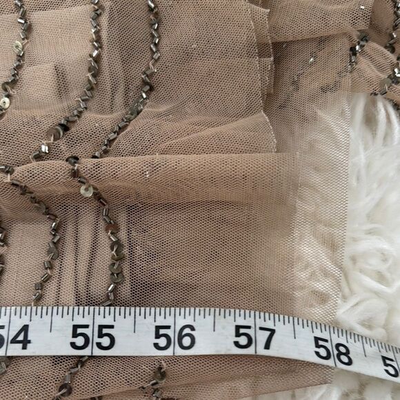 Adrianna Papell Elegant Beige Sequin Dress Size 8 - Picture 9 of 12